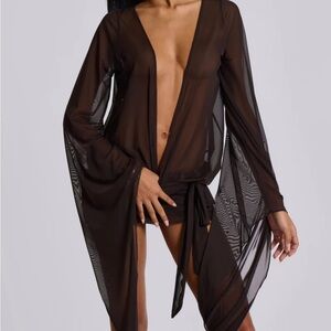 Jaded London Black Sheer Tie-Waist Mini Dress